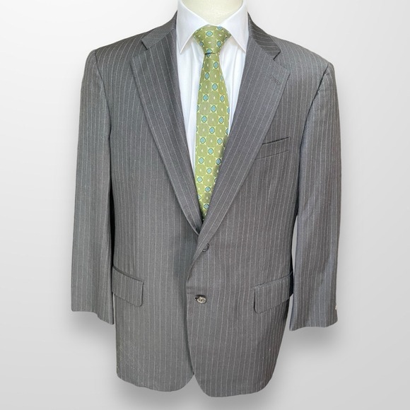 Brooks Brothers Golden Fleece Blazer Wool Suit Jacket Gray Pinstripe 42R - Picture 1 of 11